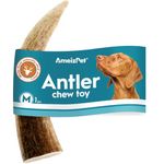 AmeizPet Antler Chews For Dogs - All Natural Dog Chews, Long Lasting Elk Antler Bones for Dogs, Durable Deer Antler For Dogs – 1pc M Size Deer Antler