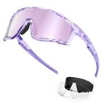 KAPVOE Polarized Cycling Glasses Men Women Mountain Bike Sunglasses MTB Glasses TR90 Sport Glasses Biking Sunglasses Bicycle Riding Goggles Road Cycling Sunglasses Running Golf Cycle Glasses Purple