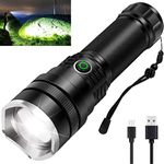 BengMxj Rechargeable Flashlight High Lumens, 900000 Lumens Tactical Flashlights, Super Bright LED Flashlight with Zoomable, 5 Modes, Waterproof Flashlights for Camping, Hiking, Emergencies, Home