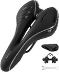 OUXI Comfort Bike Seat Comfortable Gel Bicycle Saddle Replacement Soft Padded with Shock Absorbing Waterproof for MTB Mountain Bike Road Bike Exercise Bike Men Women and Ladies-Black