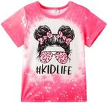 PATPAT Kid Girl Little Kid Cartoon Tie Dyed/Leopard Print Tee Girls Outfits Short Sleeve T-Shirt, Pink, 5-6 Years
