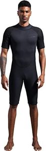 Dark Lightning Wetsuits for Men and Women, 2mm Mens Short Wet Suit Diving Surfing Snorkeling Kayaking Water Sports (Men's Shorty-Black-2/2mm, Medium)