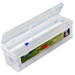 Cling Film Dispenser and Cutter Wrap Dispenser, Plastic Cling Wrap Refillable Plastic Wrap Dispenser With Slider Cutter Food Wrap Stretch Clear Cling Wrap (Large Size Dispenser + Cling Film)