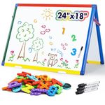 Swansea A2 Magnetic Tabletop White Board Double Sided Dry Erase Board Desktop Kids Whiteboard for Home Schooling with Marker and Magnets,60x45cm