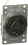 Leviton 5207-S10 30 Amp, 125/250 Volt, Nema 10-30R, 3P, 3W, Flush MTG Receptacle, Straight Blade, Industrial Grade, Non-Grounding, AL-CU, Side Wired, Steel Strap-Black