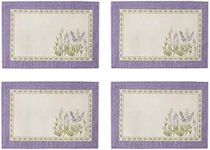 Home Bargains Plus Provence Rectangle Placemats, Set of 4 Placemats, Holiday Blanchard Field of Lilacs, Wrinkle and Stain Resistant Fabric Placemats for Dinner Parties and Banquet