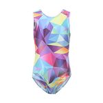 Gymnastics Leotards for Girls Ballet Dance Colorful Geometric Metallic Tank Leotards Unitards Bodysuit Dancewear Outfit Size 8