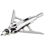 Ramcat R1012 Cage Ripper Mechanical Broadheads 100 Grain | 3 Pack | Front Sharpened Blades, Cross Bow Arrow Heads, Archery Broadheads, Bow Hunting Accessories, 0.032”, Silver