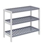 Vencier 3 Tier Grey/White Bamboo Shoe Rack Stand Shelf Shelving Hallway,Bedroom,Bathroom,Living Room Organizer Holder Storage for 12 pairs shoes