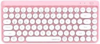 UBOTIE Portable Bluetooth Colorful Computer Keyboards, Wireless Mini Compact Retro Typewriter Flexible 84Keys Design Keyboard