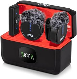 Pyle Wireless Lavalier Microphone System | Noise-Canceling Clip-On Mic with Magnetic Mount, 8H Battery, Charging Case, Windscreens | USB-C Plug & Play for Vlogging, Interviews, Streaming & Podcasts