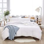 Dreaming Wapiti Duvet Cover Queen,100% Washed Microfiber 3 Piece Bedding Sets, Solid Color-Soft and Breathable with Zipper Closure & Corner Ties(White)