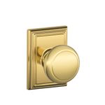 Schlage F10 AND 505 ADD Addison Collection Andover Passage Door Knob, PVD Bright Brass