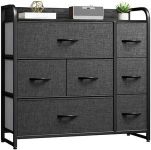 DWVO 7 Drawers Dresser, Organizer Unit for Bedroom, Fabric Dresser Storage Tower for Hallway, Entryway, Closets, Sturdy Steel Frame, Wooden Top