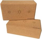 Sunshima Cork Yoga Block Set (2 Pack) – Premium 100% Natural Cork Blocks with Skin-friendly Non-Slip Grip for Beginners and Advanced Yoga and Pilates Classes, Home Fitness Yoga Accessories