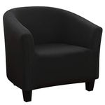 SearchI Club Chair Slipcover Stretch Barrel Chair Covers Solid Color Tub Chair Slipcovers Spandex Armchair Sofa Cover Removable Couch Furniture Protector Arm Chair Cover for Living Room(Black)