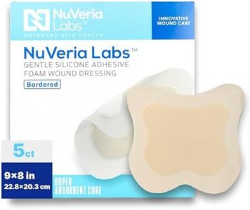 NuVeria Labs Hospital Grade Sacral Bordered Silicone Foam Wound Dressing - Sacrum-Shaped Adhesive Wound Care Bandage with Absorbent Multi-Layer Pad, Breathable Water-Resistant Film, 9x9-5 Each/Box