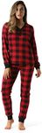 #followme Buffalo Plaid 2 Piece Base Layer Thermal Underwear Set for Women 6372-10195-NEW-RED-XS