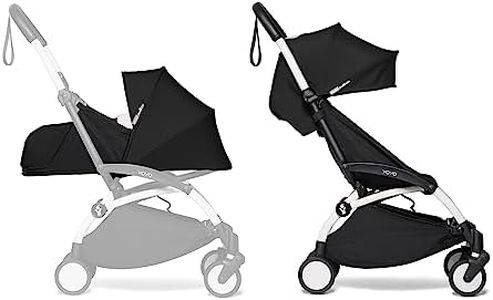 BABYZEN YOYO2 Complete Stroller - Includes Black 0+ Newborn Pack, White Frame & Black 6+ Color Pack - Suitable for Children Up to 22 kg