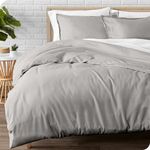 Bare Home Flannel Duvet Cover and Sham Set - Full/Queen - 100% Cotton, Velvety Soft Heavyweight, Double Brushed Flannel (Full/Queen, Light Grey)