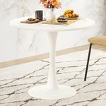STARY 31.5" Small Round Dining Tulip Table Seats Up to 2-4 People Wood Tabletop with Metal Pedestal Base, White