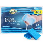 SCRUBIT 48 Pack Kitchen Sponges - Dish Sponge for Washing Dishes, Kitchen & Bathroom – Blue Dishwashing Sponges Along with A Thought Scrubber – Bulk Cleaning sponges Kitchen (Blue)