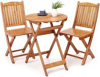 GAOMON Outdoor Folding Table and Chairs, Casual Bistro Table and Chairs Set of 2 for Condominium Pool Front Porch Beach, Wood