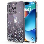 ULAK for iPhone 14 Pro Max Case Glitter Designed for Women Girls, Clear Sparkly Soft TPU Bumper + Hard PC Back Protective Phone Cover for iPhone 14 Pro Max 6.7 inch 2022, Glitter