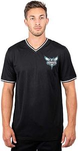 UNK NBA Mens NBA Men's Air Mesh Team Logo V-Neck Jersey T-Shirt GTM2522F-HR-L-P, Mens, NBA Men's Air Mesh Team Logo V-Neck Jersey T-Shirt, GTM2522F-CH-BLK-S, Black, Small