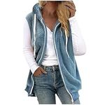 Womens Fuzzy Sleeveless Vest Colorblock Zip Gilet Warm Plush Jackets Hooded Waistcoat Sweater Vests With Pocket Vintage Long Coat Chaise Longue En Polaire