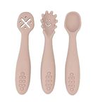 StarKiddo® Baby Fork and Spoon Set, 3Pcs Silicone Spoon Baby Weaning Spoon Set Self Feeding (BabyPink)
