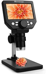 LCD Digital USB Microscope,Micsci 4.3 inch Screen 1000X Magnification Electronic Handheld Camera Video Recorder,Adjustable Stand,Rechargeable Battery,8 LED Light for Coins PCB Soldering Repair Plants