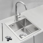 ROVOGO 304 Stainless Steel Sink Small Brushed, 50 X 40 Cm Kitchen Sink with Drain Set Incl. Strainer Basket Valve and Drainer Overflow, Built-in Sink with Tap Hole for Tap, Kitchen Sink 1 Bowl