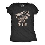 Womens Thinking of You Tshirt Funny Voodoo Doll Graphic Novelty Tee Funny Womens T Shirts Halloween T Shirt for Women Funny Sarcastic T Shirt Women's Black XL