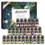 Aeshory Essential Oils Set 26 x 5ml, 100% Pure Premium Aromatherapy Oils for Diffusers for Home, Massage, Spray, Soap & Candle Making - Sandalwood, Jamine, Vanilia, Patchouli, Ylang Ylang