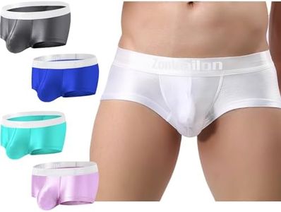 ZONBAILON Men's Sexy Trunks Underwear Pack Short Leg Bulge Enhance Boxers Low Rise Ice Silk Boxer Briefs Smooth Sparkly Male Underpants 3xl xxxl