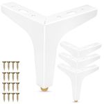 La Vane 4 inch Metal Furniture Legs, Set of 4 Modern Iron Diamond Triangle Furniture Feet DIY Replacement White for Cabinet Cupboard Sofa Couch Chair Ottoman