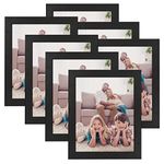 PETAFLOP Picture Frames 8 by 10 7 Pack, Black 8x10 Photo Frames Set for Wall Tabletop Horizontally or Vertically Display