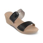 tresmode 239-VIOS Black Women Dress Wedge Sandals EU/38 UK/5