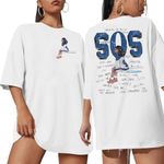 FLOYU Women SOS Album Sweatshirt Album Tracklist Tops R&B Hip Hop Long Sleeve Shirt White