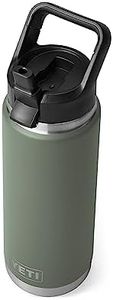 YETI Rambler 26 oz Bottle, Vacuum Insulated, Stainless Steel with Straw Cap, Camp Green