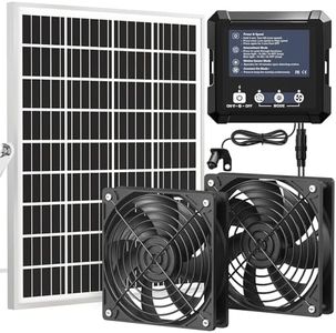 Innoland Solar Fan for Chicken Coop, IP65 Waterproof Solar Powered Fan with Battery & 25W Solar Panel, Solar Exhaust Fan with Sensor for Greenhouse | Pet House | Tool Shed | Garage Air Ventilation