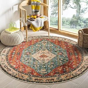 KIMODE Round Rugs Living Room 120cm, Non Slip Area Rugs for Bedroom Vintage Boho Rug Soft Machine Washable Rugs Living Room Non Shedding Floor Carpets for Living Room Large