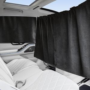 Epltion Set of 4 Car Privacy Curtains, Suede Car Window Shades for Baby Sleeping Travel Camping Nap 99% Opaque Upgrade Version,2 Rear Divider Curtain & 2 Side Car Windows Covers SUV Truck Accessories