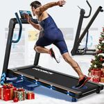 Decorcn Folding Treadmill for Home, 4.5HP, 20 Auto Incline, 1km/h-16km/h, 150KG limited, Running Machine for Heavy People with LED, Bluetooth Speakers, Silent Walking Pad