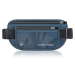 travel inspira RFID Blocking Travel Money Belt with Anti-Thief Zip - Slim Passport Holder and Travel Pouch to Secure Cash, Cards, and Documents (Navy Blue)