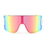 FEISEDY One Piece Oversized Shield Wraparound Sunglasses Women Men Visor Mirror Outdoor Sport Glasses B4057, Rainbow Mirror, 68mm