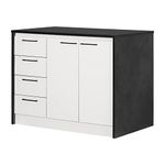 South Shore Furniture Myro Kitchen Island Faux Black Stone and White, Contemporary