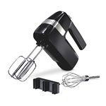 Hamilton Beach Electric Hand Mixer, 6 Speeds + Stir Button, 300 Watts of Peak Power for Powerful Mixing, Includes Whisk and Storage Clip, Black (62628)