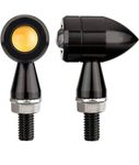 AUTO MT Mini Metal Bullet Turn Signals LED Blinkers Lights Universal Small Front Rear Indicator FOR Harley Davidson Honda Kawasaki Suzuki Triumph Yamaha Cruiser (2PC Mini Metal Bullet Turn Signals)